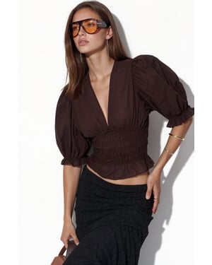 Getailleerde Chiffon V-hals Blouse