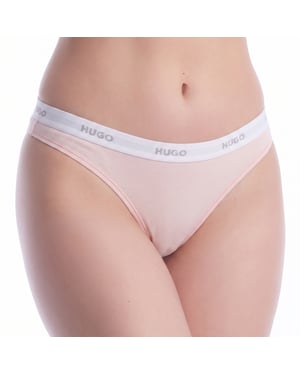 Dames Elastische Katoenen Tanga met Logo 50557101