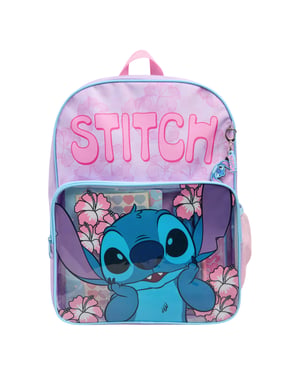Stitch Childrens Stationery Backpack Zip Fastening blue pink