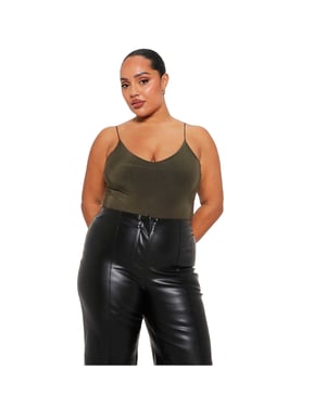I Saw It First Bodysuit med dubbla lager för damer/damer (Khaki grönt)