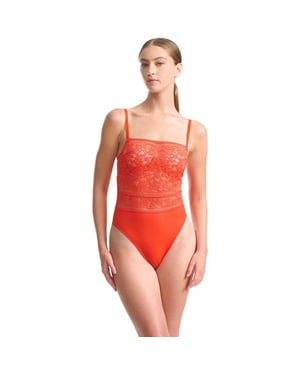 Wolford Dam Blommig Bodysuit (Röd)