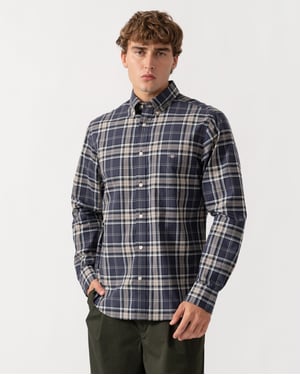 Regular Fit Long Sleeve Logo Detail Shirt in Dark Blue