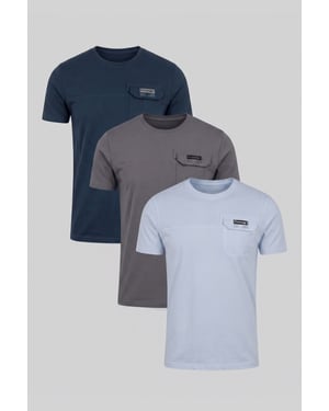 Multi 3 Pack Regular Fit Cotton Pocket Tees