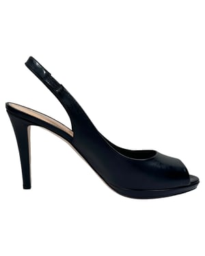 Sergio Rossi Peep Toe Slingback Pumps i svart läder