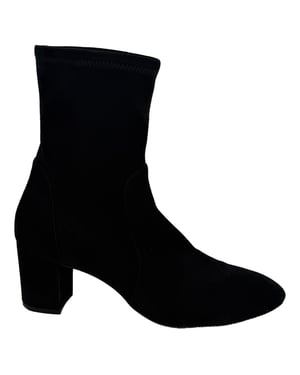 Stuart Weitzman Yuliana Heeled Ankle Boots in Black Suede