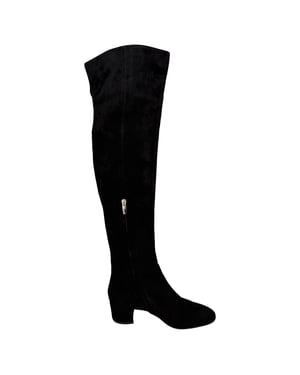 Gianvito Rossi Almond-Toe Knee-High Boots in Black Suede
