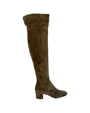 Gianvito Rossi Almond-Toe Knee-High Boots in Brown Suede