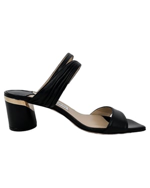 Jimmy Choo Jago Sandal Heels in Black Leather