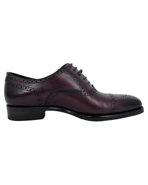 Tom Ford Wessex Brogue-skor med snörning i vinrött läder