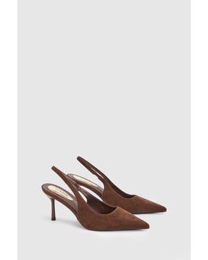 Annabelle Faux Suede Slingback High Stiletto Heeled Pointed Court Shoes