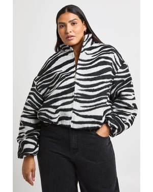 Plus Zebra Wool Look Bomber Jacket