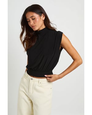 High Neck Grown On Sleeve Top