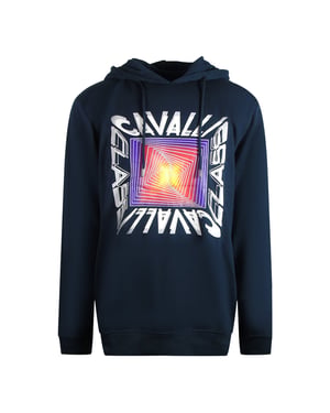 Cavalli Class asymmetrische box-design marineblauwe hoodie