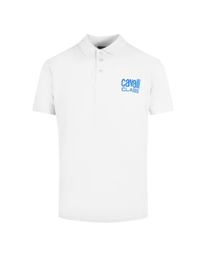 Cavalli Class Bold Logo White Polo Shirt