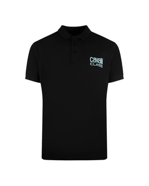 Cavalli Class Bold Logo Black Polo Shirt