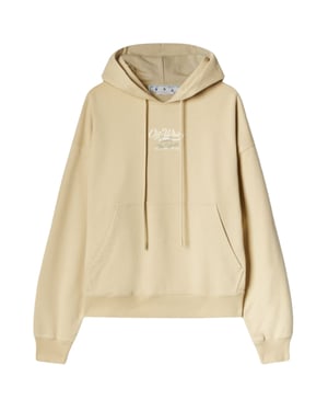 Off-White Script Logo Opposite Over Skate Fit Beige Hoodie