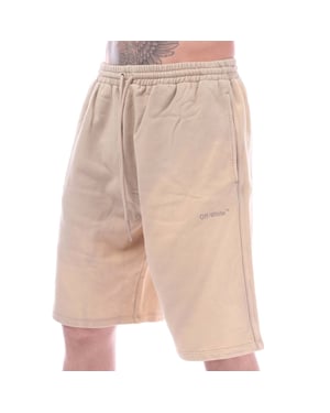Men's Off White Diagonal Tab Vintage Skate Sweat Shorts in Sand