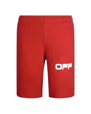 Off-White Airport Tape Design Red Sweat Shorts