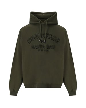 Dsquared2 Loose Fit Santa Dan Logo Green Hoodie