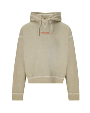 Dsquared2 Cipro Fit klein logo mastiek beige hoodie
