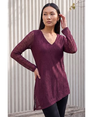 Sparkle Mesh Asymmetric Hem Top