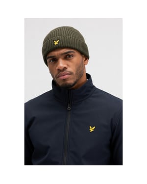 Lyle and Scott He2531a ribbed beanie y294 true olive