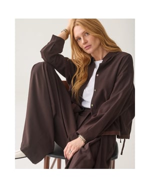 Summum 2s3543-12483 754 blouse viscose twill dark chocolate