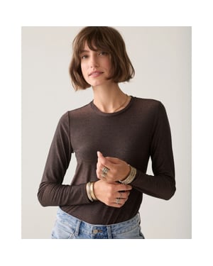 Summum 3s5170-30644 754 basic tee soft lurex jersey dark chocolate