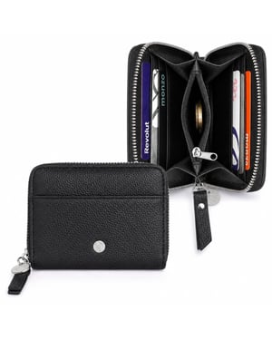 Women’s Small RFID Zip Around Purse, Card Coin Wallet in Black