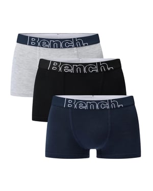Bench Boys Lasek Logo Boxershort (Verpakking van 3) (Zwart/Marineblauw/Grijs)