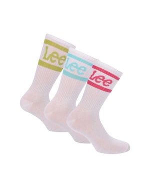 Lee Dames Sport Sokken met Streep (Verpakking van 3) (Wit)