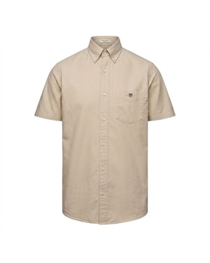 Gant Heren Oxford Normaal Overhemd Met Korte Mouwen (Beige)