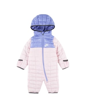 Nike Långärmad snöoverall med huva i rutmönster för spädbarn (Rosa skum)