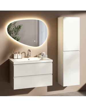 Mirlux Badkamermeubelset london 80cm wit wastafel wit