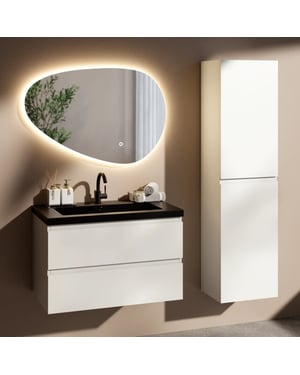 Mirlux Badkamermeubelset paris 80cm wit wastafel zwart