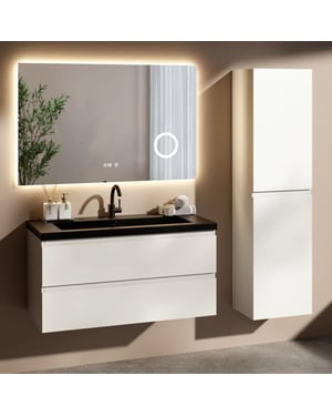 Mirlux Badkamermeubelset paris 100cm wit wastafel zwart