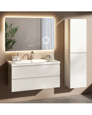Mirlux Badkamermeubelset london 100cm wit wastafel wit