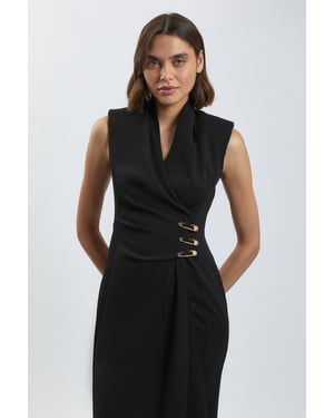 Trim Tailored Midi Pencil Dress