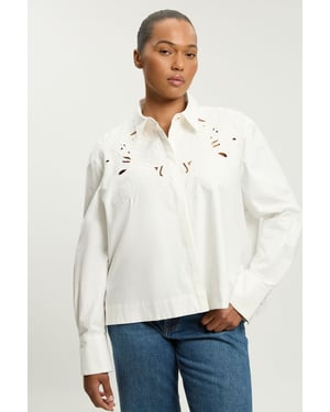 Plus Size Cotton Poplin Cutwork Shirt