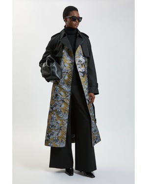 Jacquard Mix Trench Coat