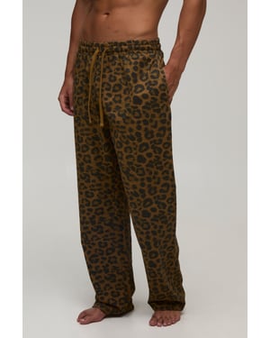 Straight Leg Leopard Print Loungewear Bottoms