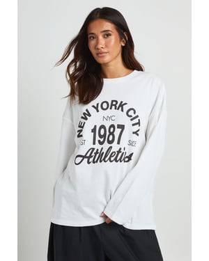 New York Printed Long Sleeve Oversized T-Shirt