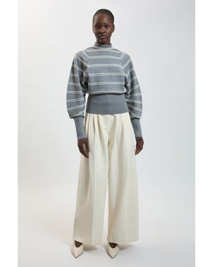 Wool Look Rib Detail Long Sleeve Knitted Top