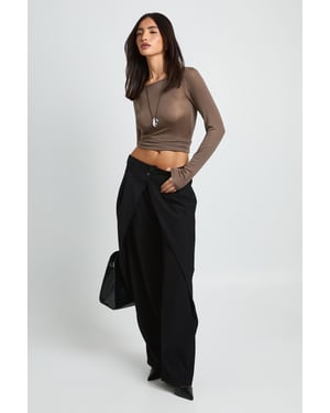 Wrap Pleat Detail Barrel Leg Trousers