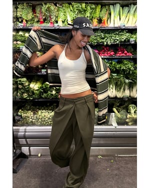 Wrap Pleat Detail Barrel Leg Trousers