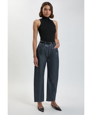 Metallic Denim Coated Barrel Jean