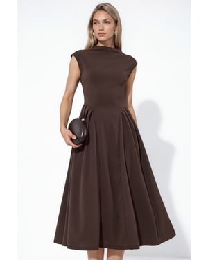 Textured Paneled Midi Dress