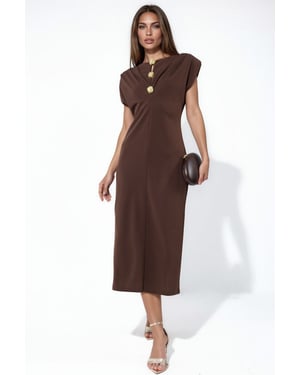 Slim Fit Midi Dress with Accessory Detail