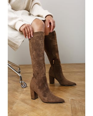 Where's That From Womens Georgina Stretch Suede Knee High Pointed Boots