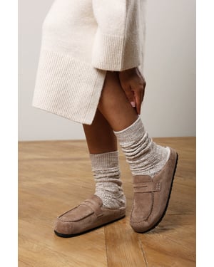 Where's That From Womens Divelle Low Back Slip On Mule With Fleece Lining